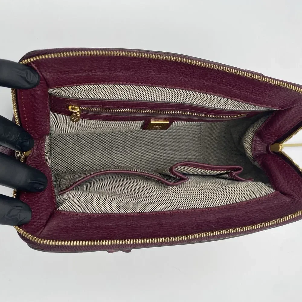 MCM Leather Satchel Burgundy Handbag Vintage Crossbody Tote Travel Purse Germany